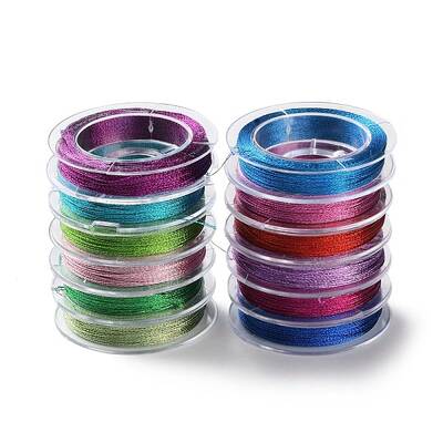 12Pcs 12 Colors 3-Ply Round Metallic Cord