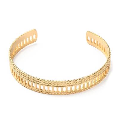 304 Stainless Steel Hollow Oval Cuff Bangles