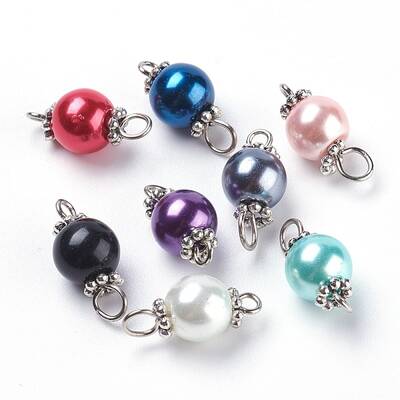 Pearlized Glass Pearl Links connectors