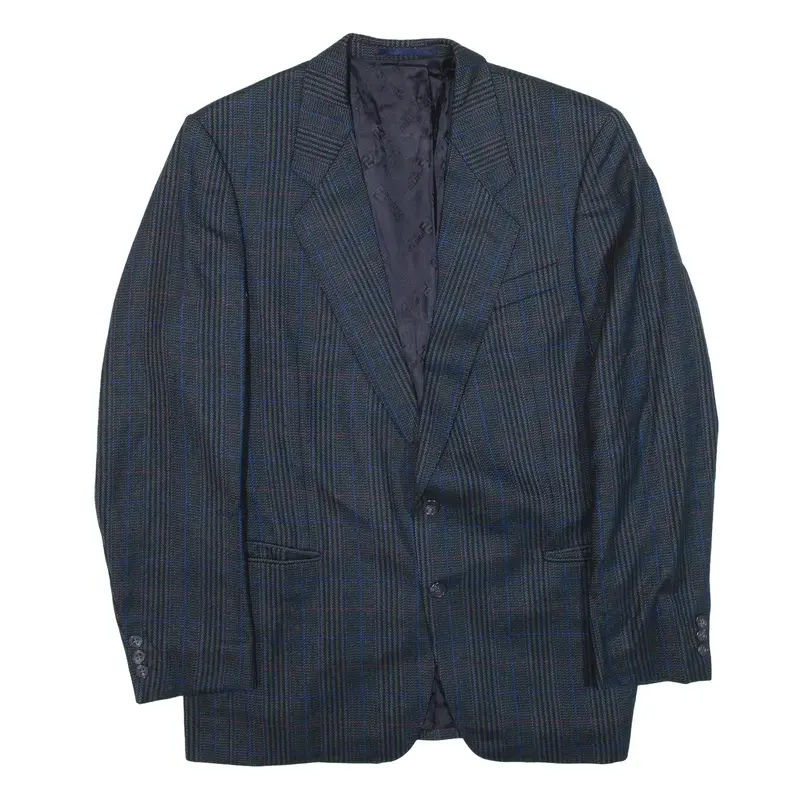 BRUND PIATTELLI PKZ Blazer Jacket Blue Wool Check Mens L