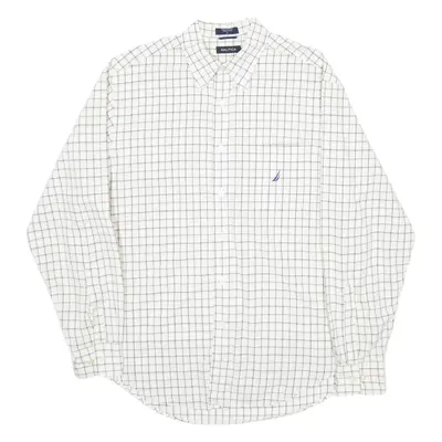 NAUTICA Mens Shirt White Check Long Sleeve L