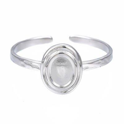 Non-Tarnish 304 Stainless Steel Open Cuff Finger Ring Cabochon Settings