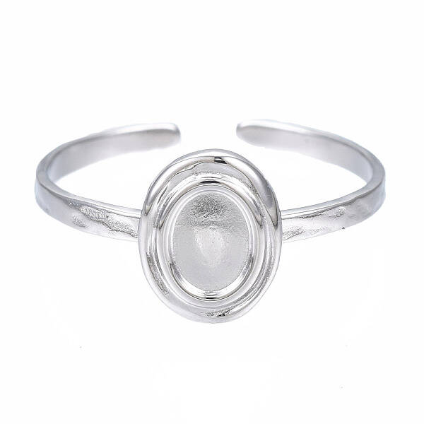 Non-Tarnish 304 Stainless Steel Open Cuff Finger Ring Cabochon Settings