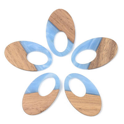 Opaque Resin & Walnut Wood Pendants
