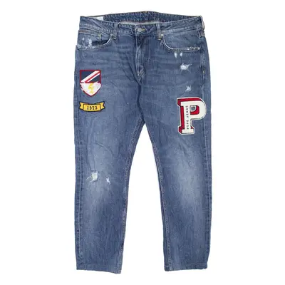 PEPE JEANS Stanley Distressed Mens Jeans Blue Tapered Stone Wash W33 L26