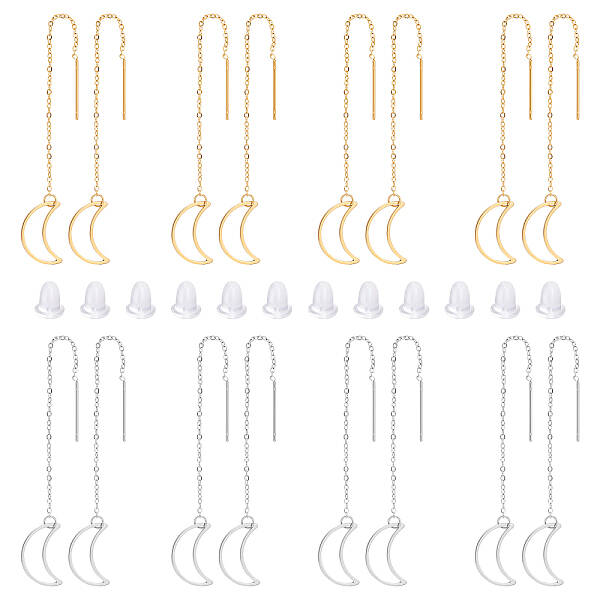8 Pairs 2 Colors 304 Stainless Steel Ear Thread