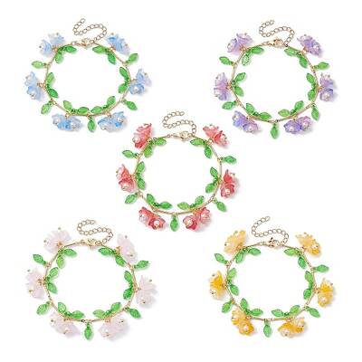 Flower Glass & Acrylic Charm Bracelets