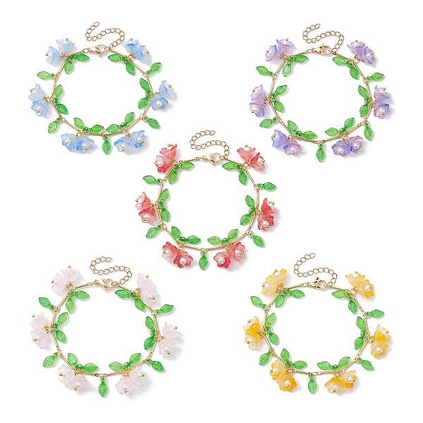 Flower Glass & Acrylic Charm Bracelets
