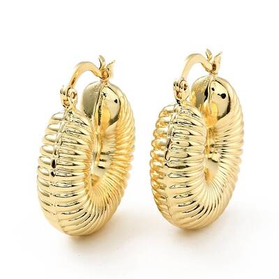 Brass Croissant Chunky Hoop Earrings for Women