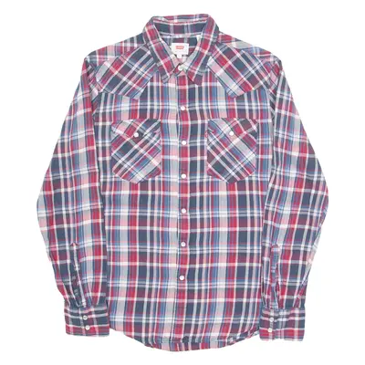 LEVI'S Mens Flannel Shirt Red Check Long Sleeve S