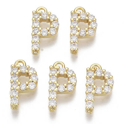 Brass Micro Pave Cubic Zirconia Charms
