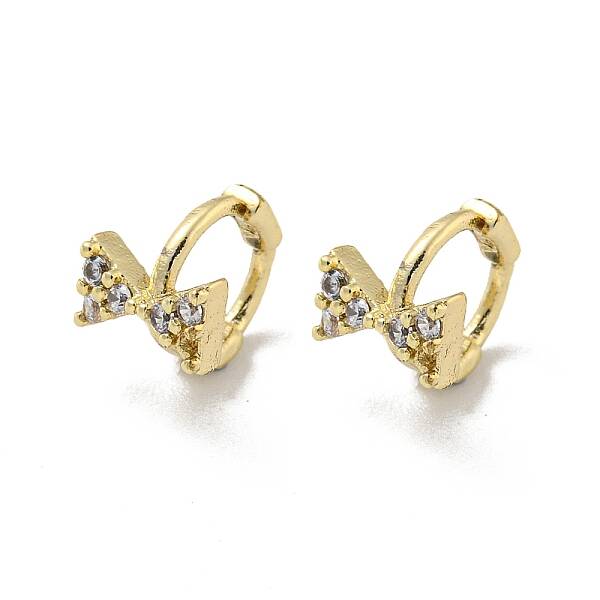 Brass Micro Pave Cubic Zirconia Hoop Earring
