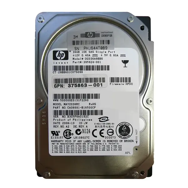 395924-001 HP 36GB 3Gb/s SAS 10000 2.5-Inch Hard Drive