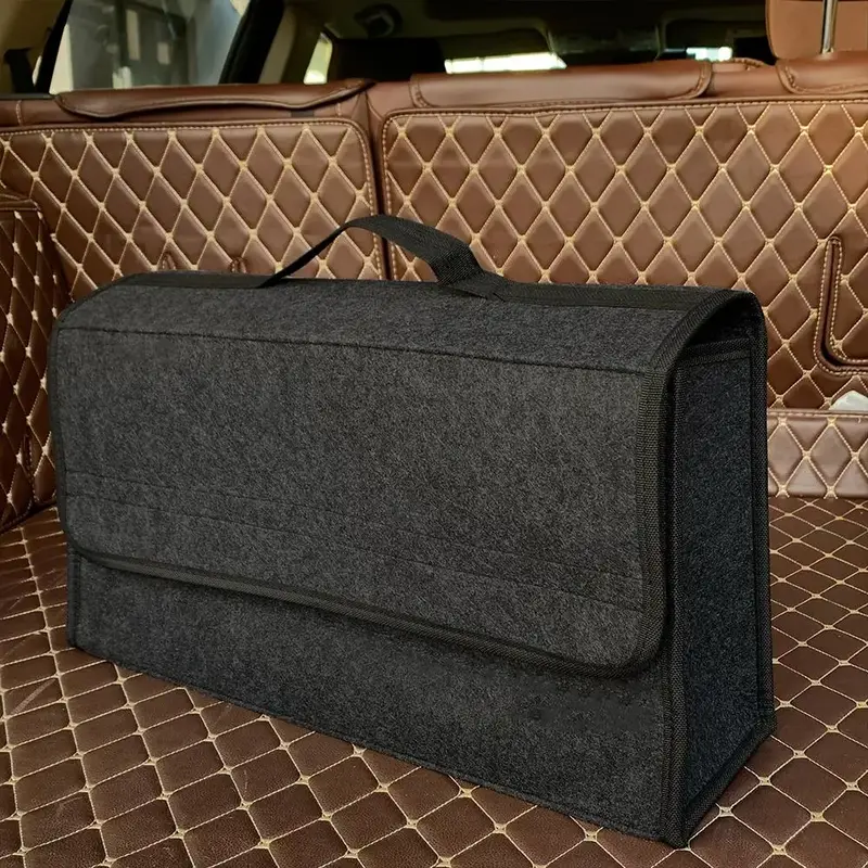 Portable Folding Car Trunk Storage Box with Handle, Large Capacity Car Felt Storage Box, Ultra-light Felt Material Firm and P...