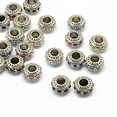 Alloy Rhinestone European Beads