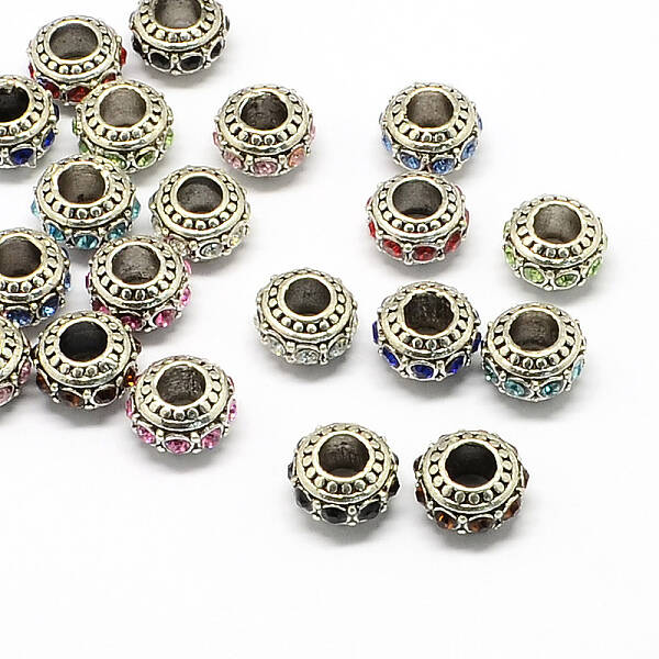 Alloy Rhinestone European Beads