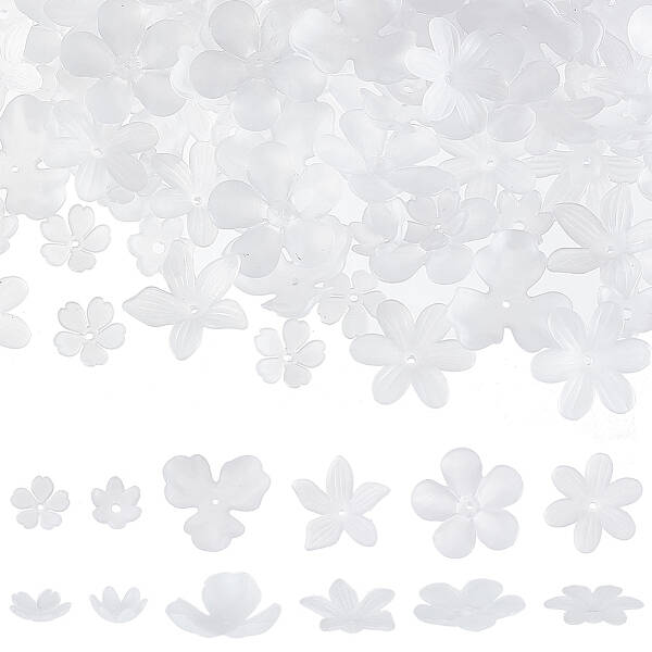 300Pcs 6 Style Transparent Acrylic Bead Caps