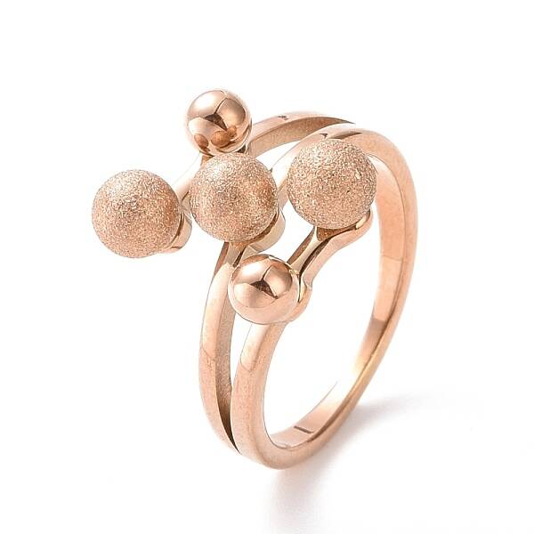 Ion Plating(IP) 304 Stainless Steel Round Ball Finger Ring for Women