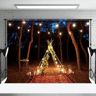 Floral Night Forest Valentines Day Photo Backdrop - Aperturee