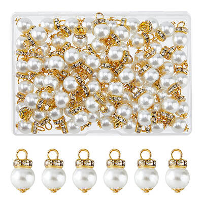 80Pcs Glass Pearl Pendants