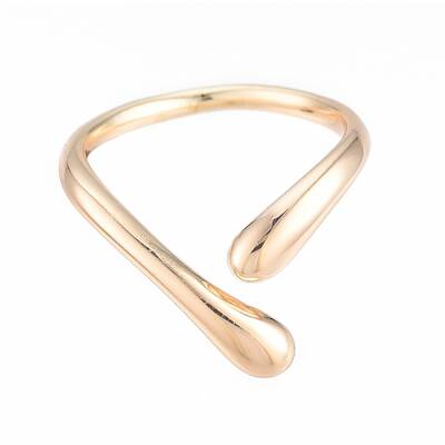 Brass Teardrop Open Cuff Ring for Women