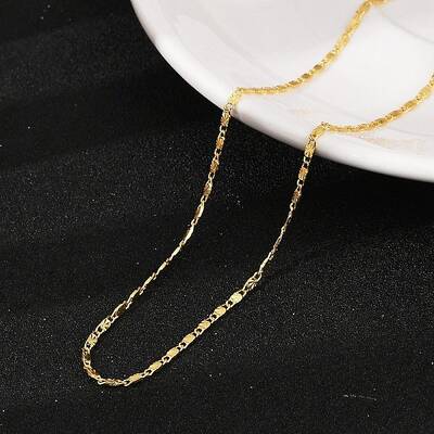 Brass Textured Oval Link Chain Necklaces