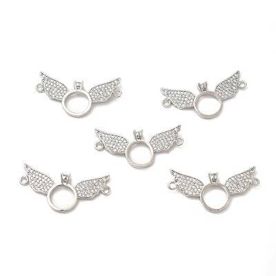 Brass Micro Pave Clear Cubic Zirconia Connector Charms