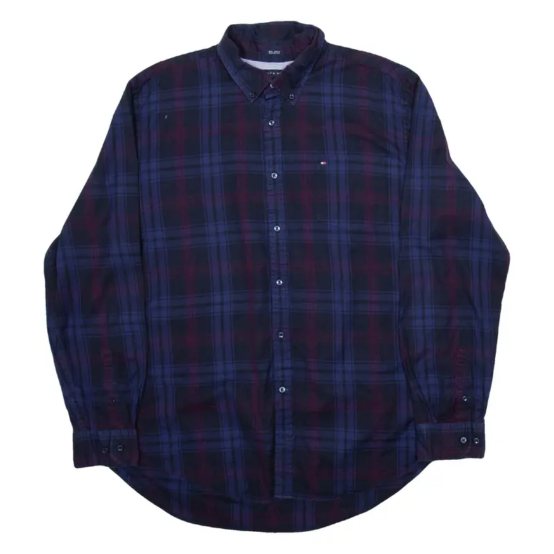 TOMMY HILFIGER Mens Shirt Black Check Long Sleeve XL