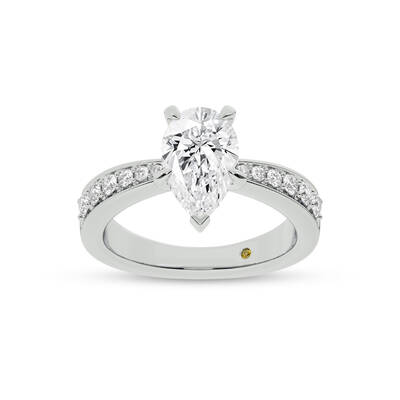 Rome Classic Pavé Set Pear Shape Lab Grown Diamond Engagement Ring | 10K White Gold 4 3/8 CT. TW.