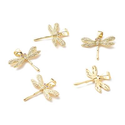 Eco-Friendly Brass Clear Micro Pave Cubic Zirconia Pendants