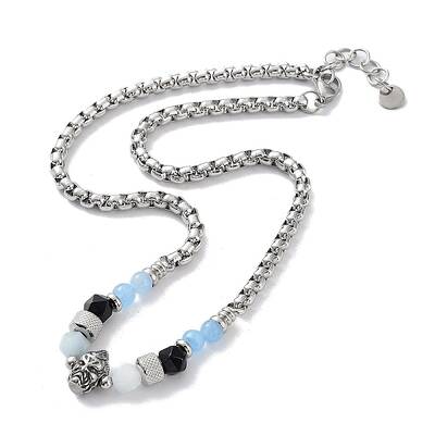 Natural Mixed  Gemstone with 201 Stainless Steel Necklaces