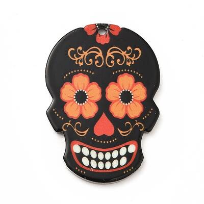 Printed 201 Stainless Steel Sugar Skull Pendants
