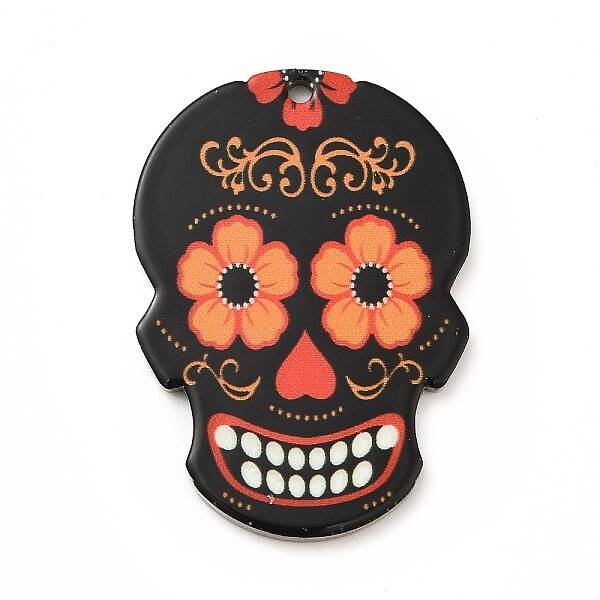 Printed 201 Stainless Steel Sugar Skull Pendants