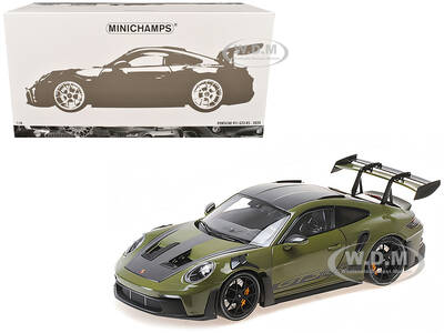 2024 Porsche 911 GT3 RS Nato Olive with Carbon Top and Hood Stripes Limited Edition to 400 pieces Worldwide 1/18 Diecast Mode...