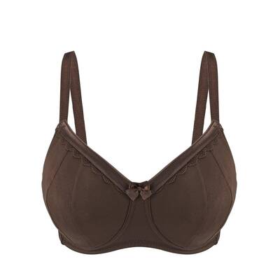 Cocoa-Supportive Non-Wired Silk & Organic Cotton Full Cup Bra with removable paddings | Size: 42B | Color: Cocoa