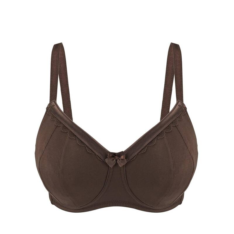 Cocoa-Supportive Non-Wired Silk & Organic Cotton Full Cup Bra with removable paddings | Size: 42B | Color: Cocoa