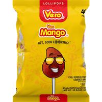 Vero Mango Lollipops Coated with Chili Powder, Hot and Sweet Candy Treat, Artificially Flavored, Net Wt. 1.39 Pound, 40 Count...