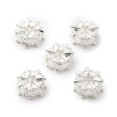Brass Micro Pave Cubic Zirconia Beads