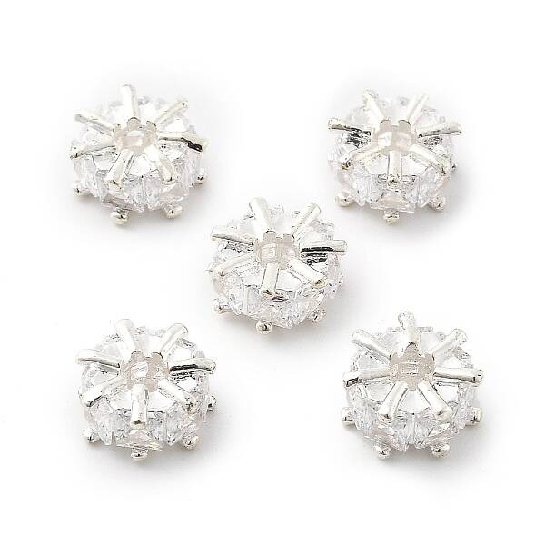 Brass Micro Pave Cubic Zirconia Beads