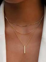 Thin Geometric Charm Triple Layered Pendant Necklace As Gift for Back To School Fall, Boyfriend Gift, Lacy Chain, Trendy Char...