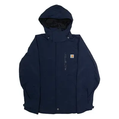 CARHARTT Mens Rain Coat Blue Nylon Hooded M