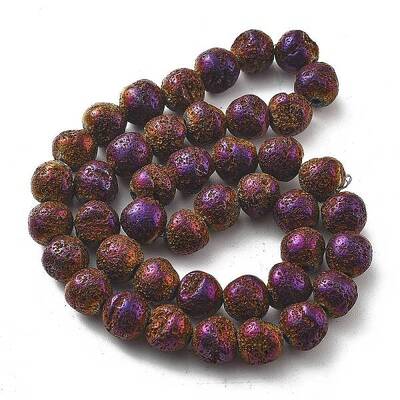 Electroplated Natural Lava Rock Beads Strands