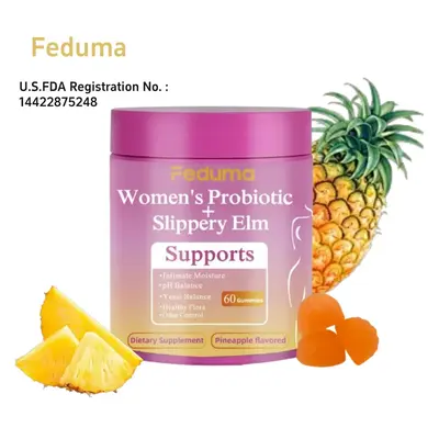 Her Juicy Feminine Probiotics Gummies(60 Count),with Slippery Elm &Prebiotic & Probiotic Blend ,Supports pH Balance & Dryness...