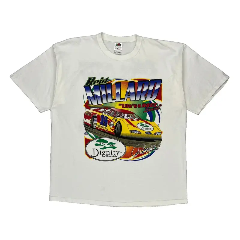 Fruit Of The Loom Nascar T-Shirt - 2XL White Cotton