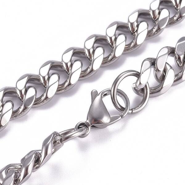 Non-Tarnish Men's 201 Stainless Steel Cuban Link Chain Necklaces