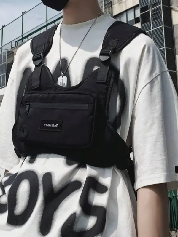 2025 Trendy  Letter Label Decorated Zipper Belt Bag, Summer Large Capacity Sports Bag, Hip Hop Streetwear Chest Bag, Multi-fu...