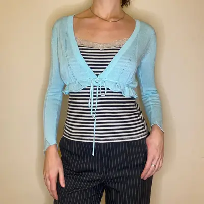 Shine Girl Cardigan - Medium Blue Cotton Blend
