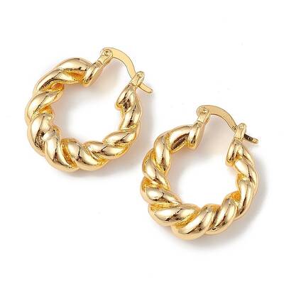 Rack Plating Brass Twist Rope Hoop Earrings for Women