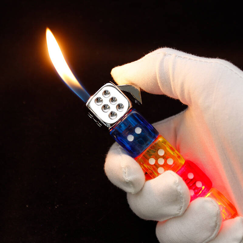 Dual Electric Lighter Flame Creative Dice Inflatable Cigarette Camping Lighter