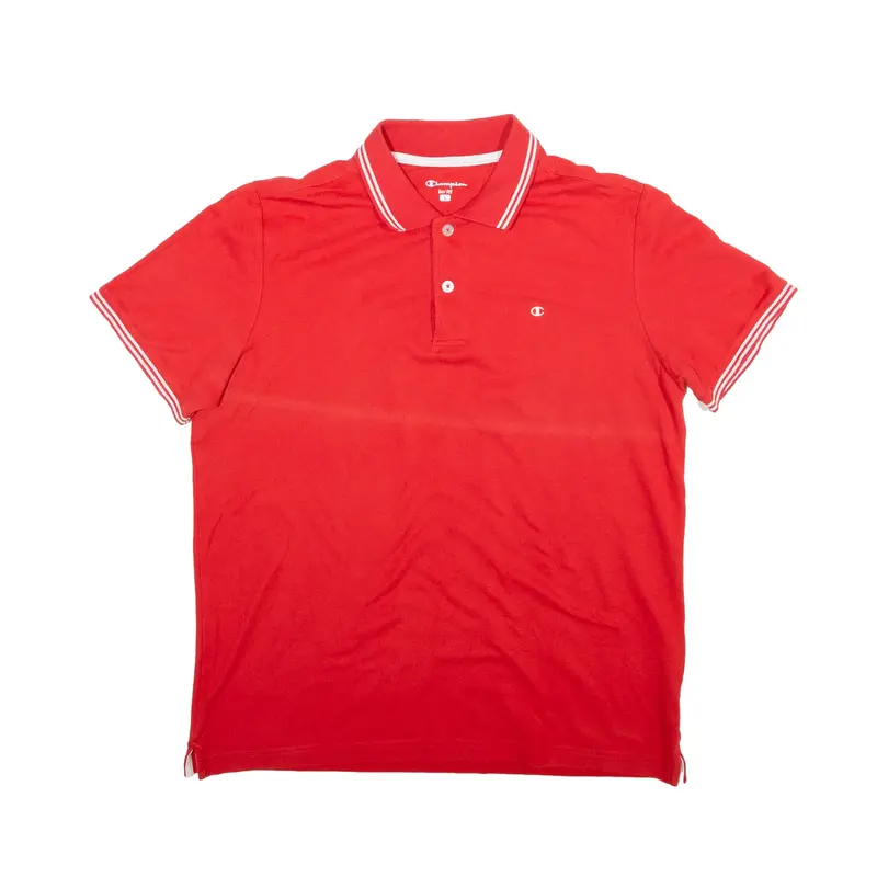 CHAMPION Easy Fit Polo Shirt Red Short Sleeve Mens L